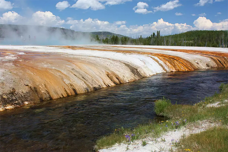 色帶來(lái)自在熱酸性水中大量繁殖的橙色藍(lán)細(xì)菌