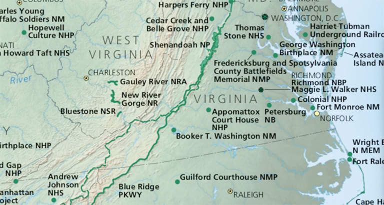 弗吉尼亞國(guó)家公園的國(guó)家公園服務(wù)地圖