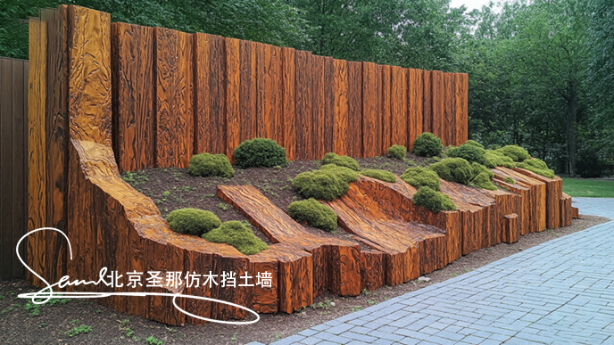 水泥仿木擋土墻