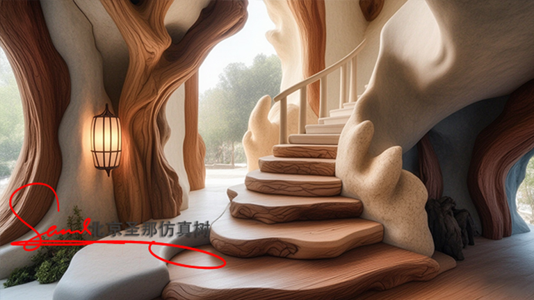 水泥仿木樓梯