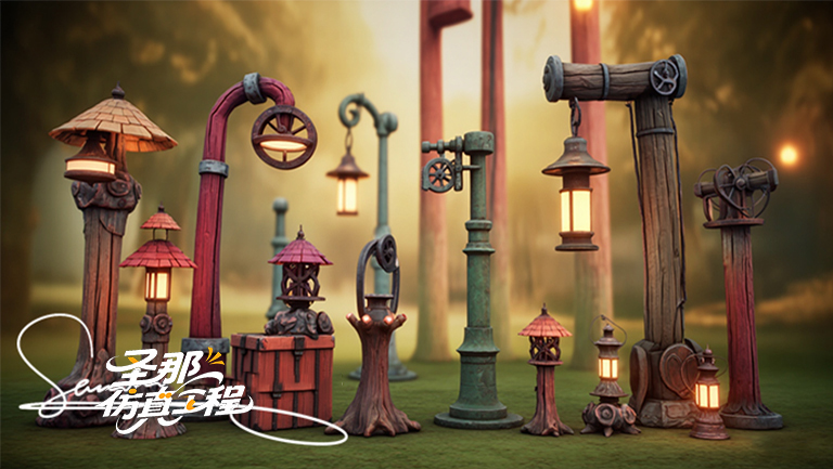 水泥仿木燈桿