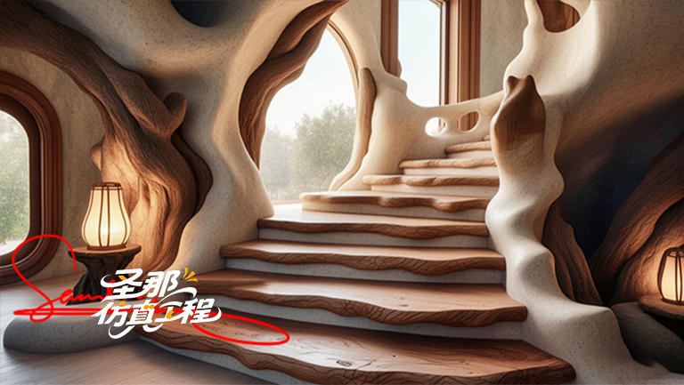 水泥仿木樓梯